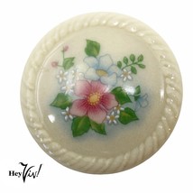 Vintage Avon Round Floral Ivory Ceramic Pin Brooch  1 1/2&quot; Across - Hey Viv - $14.00