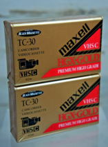 Lot Of 2 Maxell VHS-C TC-30 Hgx Gold Video Cassette Camcorder Tapes Nos - £4.26 GBP