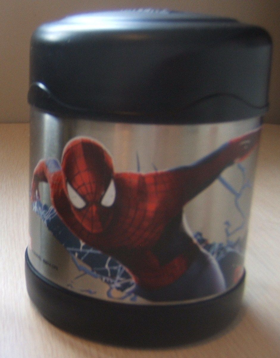 Spiderman Thermos Kids Insulated Food Drink Container Marvel 4.5" Tall Pre Owned - $11.52