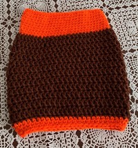 Handmade Crochet Brown Orange Dog Snood Neck Warmer Keep Ears Clean Dry New - $12.99