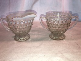 Moonstone Creamer And Sugar Depression Glass Mint - $15.99