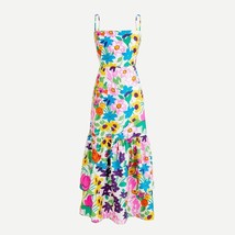 NWT J.Crew Tiered Silk Twill Midi in Ivory Vibrant Garden Floral Tank Dress 14 - $110.00