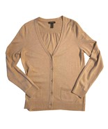 Lands End Womens Beige V-Neck Cardigan Sweater with Pockets Size M - $37.39