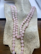 Vintage Pink Rose Quartz Beaded Necklace - £67.25 GBP