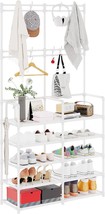 Udear 5-Tier Coat And Shoe Rack, White, Entryway Coat Rack With 9, And O... - $36.15