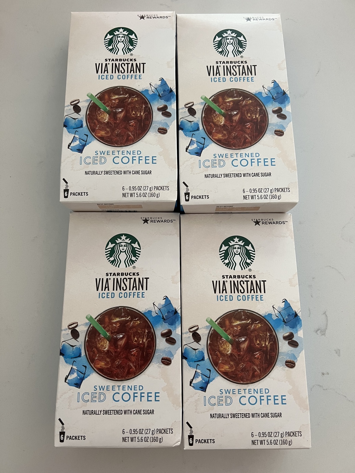 Primary image for Starbucks Via Instant Sweetened Iced Coffee Lot of 4 Boxes Exp 12/21
