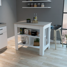 Brooklyn Antibacterial Surface Kitchen Island, Three Concealed Shelves - £198.16 GBP+