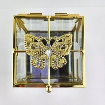 Rachel Ashwell Beveled Clear Glass Butterfly Trinket Box Mirrored Bottom NWT - £30.50 GBP