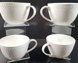 4 Martha Stewart Acorn Cups Set White Embossed Stoneware Coffee MSE Ever... - $29.67