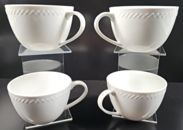 4 Martha Stewart Acorn Cups Set White Embossed Stoneware Coffee MSE Everyday Lot - £23.30 GBP