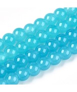 A Bead Lot of 5 strands faux jade 6mm round Tourquoise color 13 inch lon... - $209.29 MXN