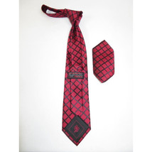 Mens Steven Land Density 100% Satin Silk Crystal Tie/Hankie Set CR29-05 Red image 3