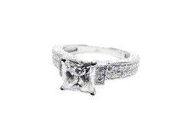 Moissanit Verlobungsring 925 Silber Hochzeit Ring Prinzessin Schnitt - £78.60 GBP