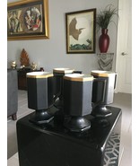 Ernest Sohn Creations 4 Black Coffee / Tea Mugs with Gold Trim on top - $38.18 CAD