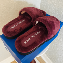 Stuart Weitzman Elodie Chill Faux Fur Slide Slipper Sandal Size 9 Cranberry Nwt - $148.67