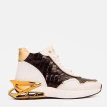 Bellagio White & Gold Leather High-Top Men Sneaker image 9