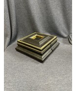 Vintage Ornate Wooden Jewelry Box Hinged Lid Glass Top Painting Keepsake... - £15.69 GBP
