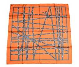 Hermes Scarf Bolduc by Jean Louis Dumas Silk 90 cm ribbon orange Carre 35&quot; - £764.99 GBP