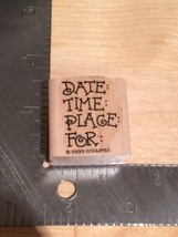 Party Invitation Invite Date Time Woodblock Rubber Stamp - Crafting Crafts - $5.00
