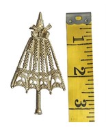 Vintage Large 3.25&quot; Gold Tone Umbrella Metal Pin Brooch Unsigned Parasol - £5.97 GBP