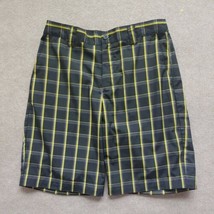 Adidas Golf Shorts Mens Size 30 Black Yellow Plaid  - $29.70