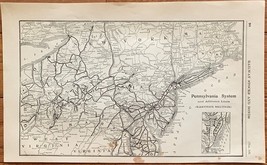 1923 Antique PENNSYLVANIA SYSTEM EASTERN SECTION Map Vintage RAILWAY Map - $13.57 CAD