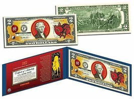 Chinese Zodiac * YEAR OF THE PIG * Colorized $2 Bill US Legal Tender Luc... - $242.44 MXN