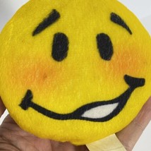 2016 McDonalds Emoji Yellow Smiley Face Side Smile Plush Happy Meal Toy - $4.59