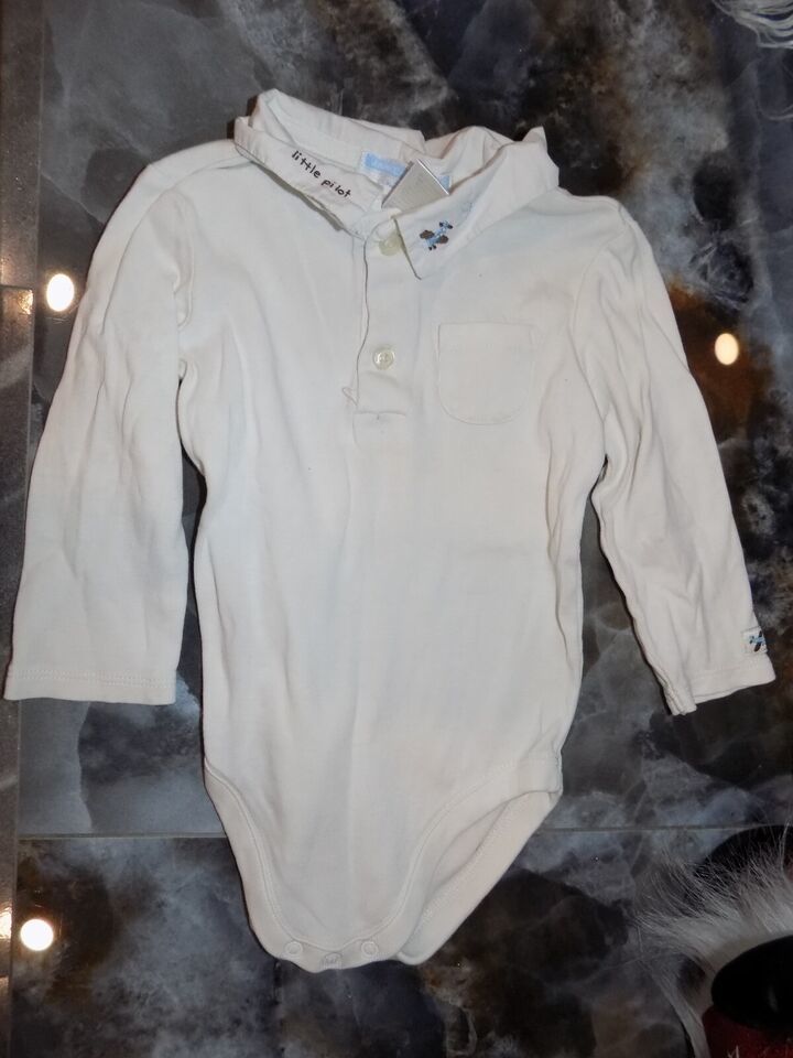 Janie And Jack Off White Little Pilot Snap Tee Bodysuit Size 6/12 Months - £11.53 GBP
