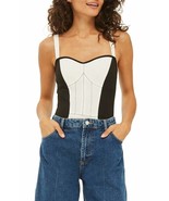Topshop 04B01MMON Corset Color block Bodysuit US Sz 8 Black Ivory - $29.11
