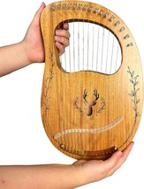 Lyre Harp, 16 Metal Strings,Whole Mahogany Body Made Without Splices,, Log Color - $58.99