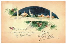 Gibson Art Co Vintage With Love Happy New Year Postcard 1920 - £7.91 GBP