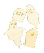 24X Unfinished Wood Cutouts For Halloween Decorations Ghost And Tombston... - £12.77 GBP