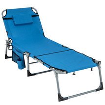 5-position Outdoor Folding Chaise Lounge Chair-Blue - Color: Blue - $133.76