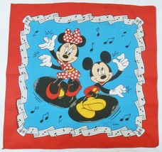 Mickey &amp; Minnie Mouse Vtg Scarf Bandana Music Notes Vinyl Records Woronowicz Usa - £26.33 GBP