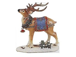 Jeweled Enameled Pewter Reindeer Hinged Trinket Ring Jewelry Box by Terr... - £23.04 GBP