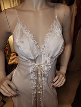 NBB Lingerie M Bridal White Satin/Chiffon Nightgown Corset Style Lace Up Bodice - £43.65 GBP