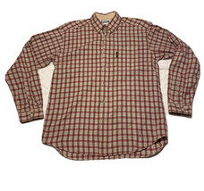 Vintage Columbia Plaid Long Sleeve Button Down Mens Large Red Tan Cotton - $10.70