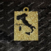 14K Yellow Gold Over Around The World Large Italy Map Nugget Pendant 925 Silver - £147.16 GBP