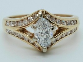 3 CT Marquise Coupe Simulé Diamant Mariage Promesse Bague 14K or Jaune Plaqué - £118.15 GBP
