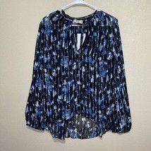 Hayden Kennedy BLUE multi SHEER Blouse Long Sleeve new Size M - $23.17 CAD