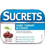 Sealed Sucrets Vapor Cherry Sore Throat &amp; Cough 18 Lozenges 1 Box - €10,29 EUR