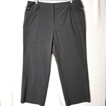 Sharagano Womens Dress  Pants Size 22W Charcoal Gray Silver Chain Accents - $18.43