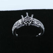 Plata de Ley 6.5mm Corte Redondo Semi Montaje Imitación Diamante Compromiso Ring - £89.74 GBP