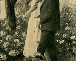 Vtg Postcard 1910s Romance Walking Among the Flowers Under a Tree - £2.65 GBP