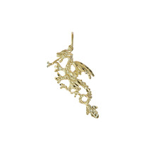 14K Yellow Gold Textured Diamond Cut Dragon Pendant - £179.13 GBP