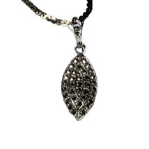 Vintage BK B-K Marquise Shape Pendant Necklace Italy .925 Sterling Silver Estate - £73.52 GBP