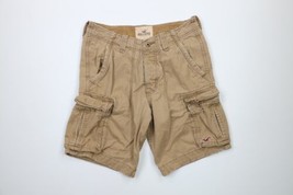 Vintage Hollister Mens Size 31 Distressed Heavyweight Cargo Shorts Brown Cotton - £35.00 GBP