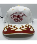 Mathews Baseball Cap Hat White &amp; Red Flames Trucker Hat Adjustable - $12.44