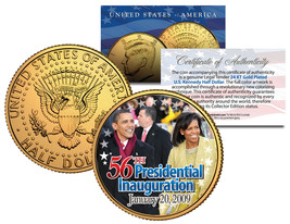 BARACK OBAMA * 56th Inauguration 2009 * 24K Gold Plated JFK Half Dollar US Coin - £6.70 GBP